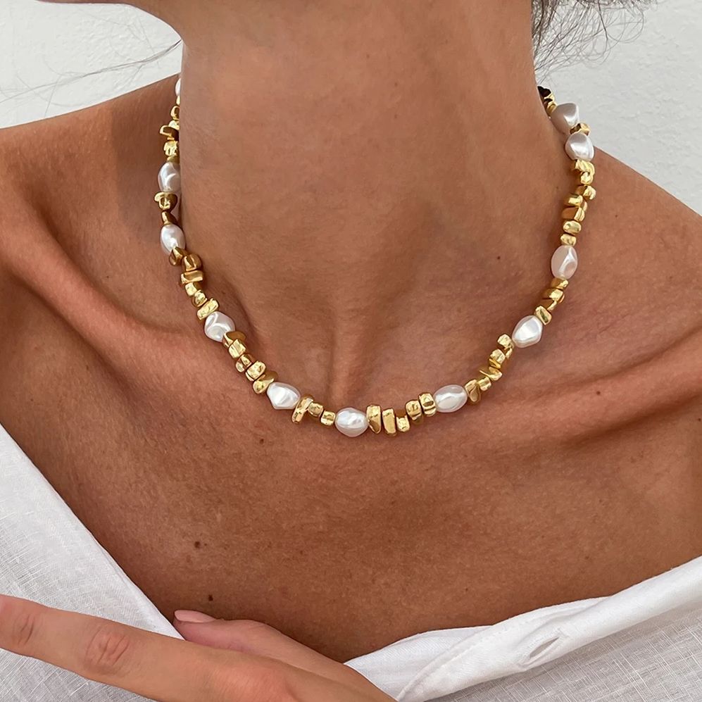 Pearl Choker Necklace Vintage - Colar Choker Elegante de Pérolas Imitadas