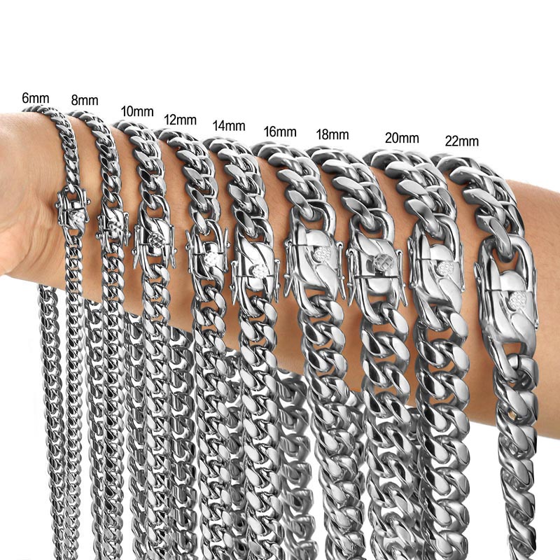 Cuban Link Chain 12Mm - Aço inoxidável Miami Curb Cubano Chain