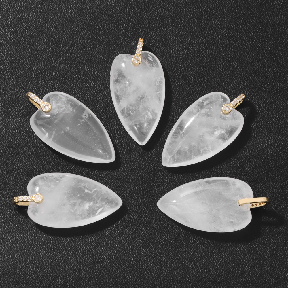Crystal Pendant Necklace Natural Stone - 2 Peças de Pingente de Coração