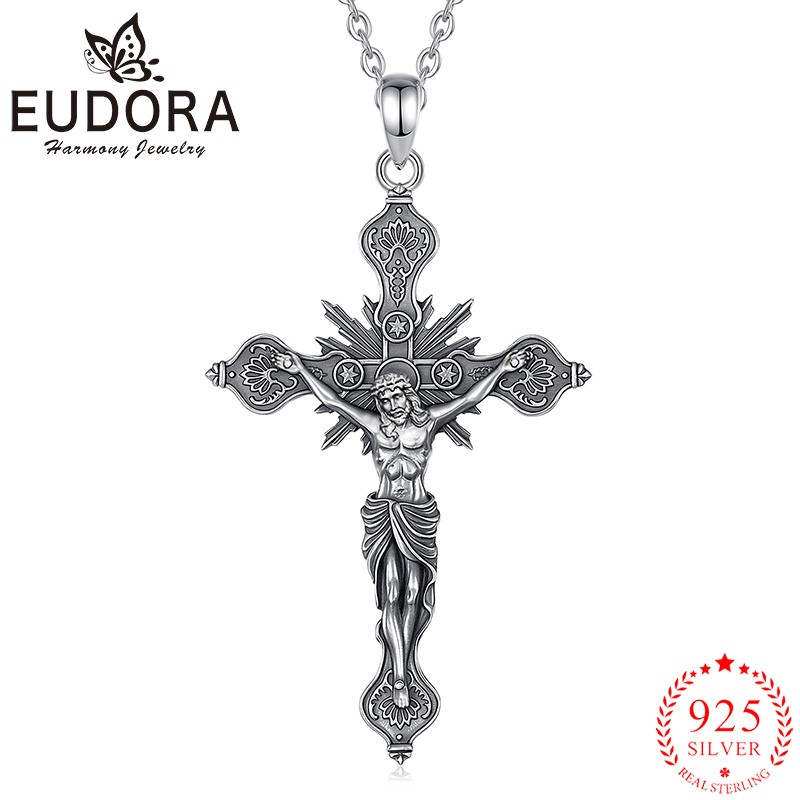 925 Sterling Silver Chain Necklace Men - Eudora novo crucifixo cruz colar 925