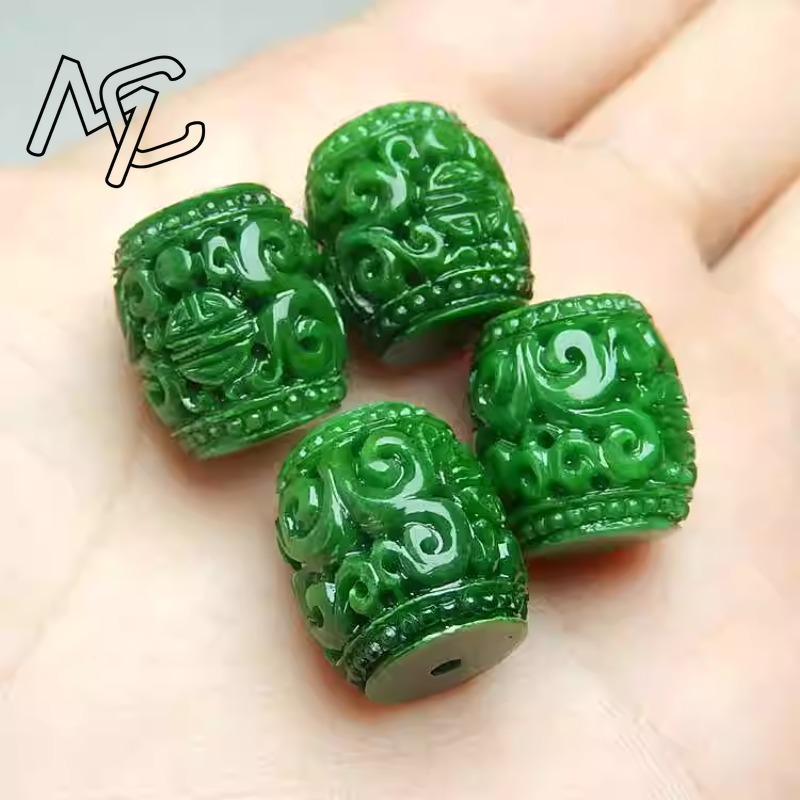 Bracelets - 5pc natural verde jade escultura contas