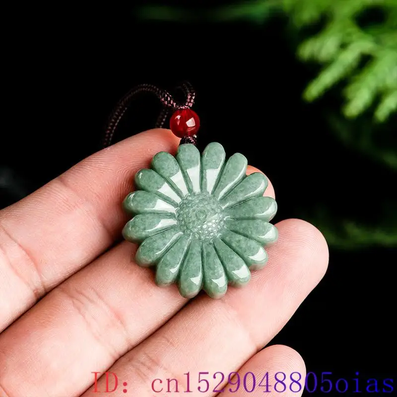 Necklaces - Colar Pingente De Girassol Verde Jadeite