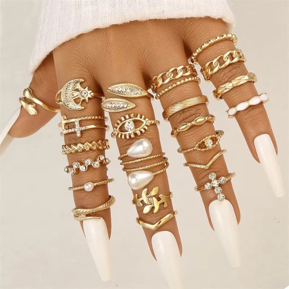 Vintage Punk Knuckle Rings Set - Conjunto de 23 Anéis Vintage Punk