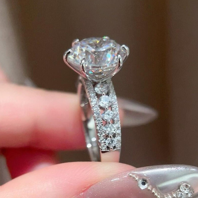 Moissanite Engagement Ring 1 Carat - Anel feminino de 4 quilates, com
