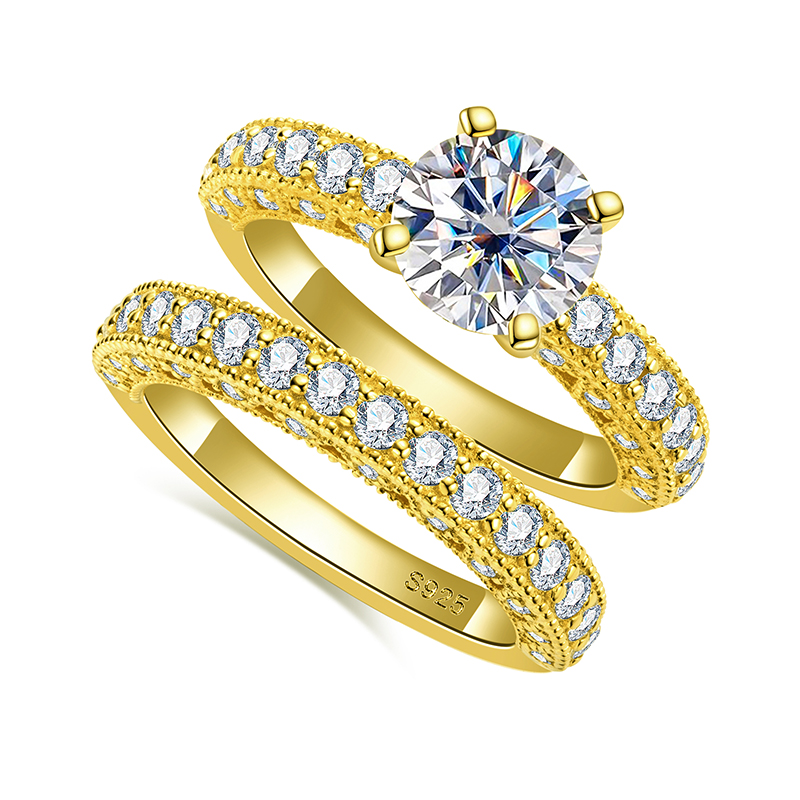 Moissanite Engagement Ring 1 Carat - Conjunto de Anéis para Mulheres em
