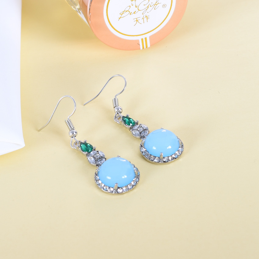 Earrings - Azul natural jade brincos vintage designer