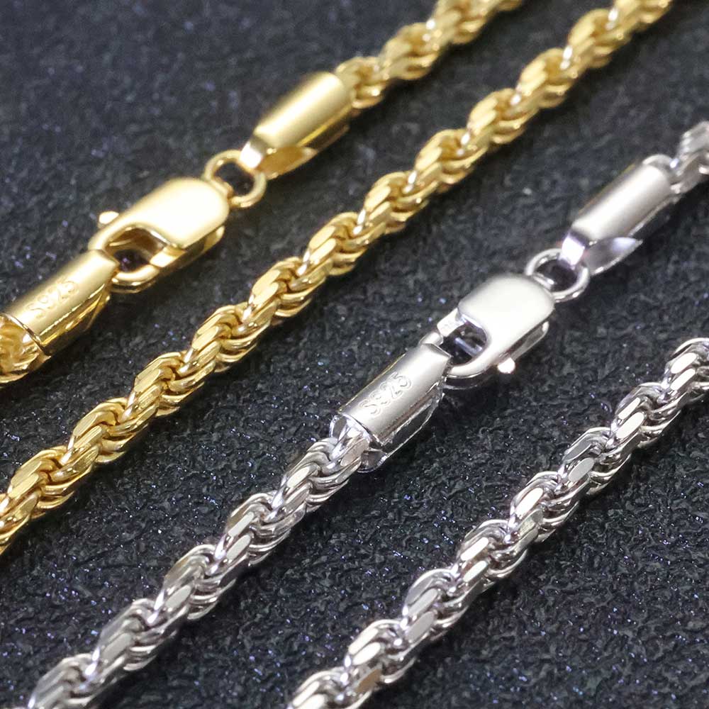 925 Sterling Silver Chain Necklace Men - Ekeem 3mm/5mm masculino feminino pvd 18k