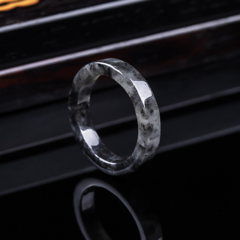 Rings - Anel de jadeíta negra tipo gelo,