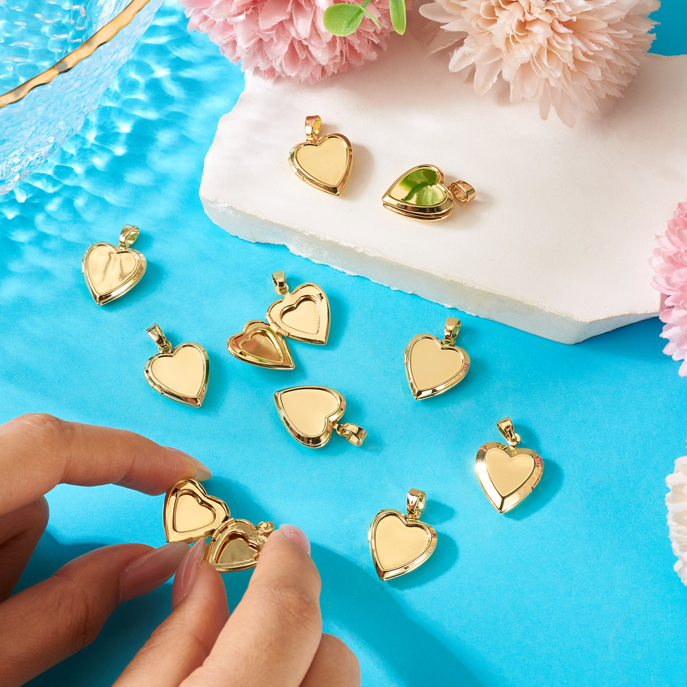 10 Peças Pingentes de Coração  - Heart Locket Necklace Photo avaliação e preço