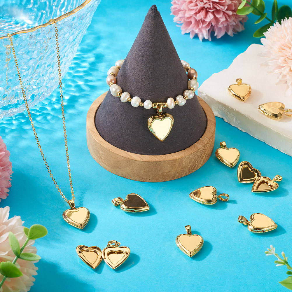 10 Peças Pingentes de Coração  - Heart Locket Necklace Photo avaliação e preço