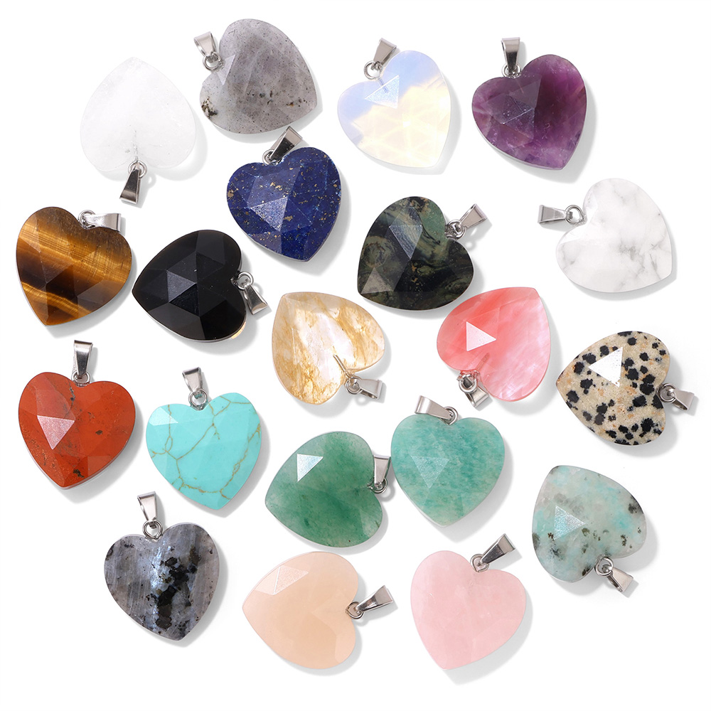 Pingente de Coração Facetado d - Crystal Pendant Necklace Natural Stone avaliação e preço