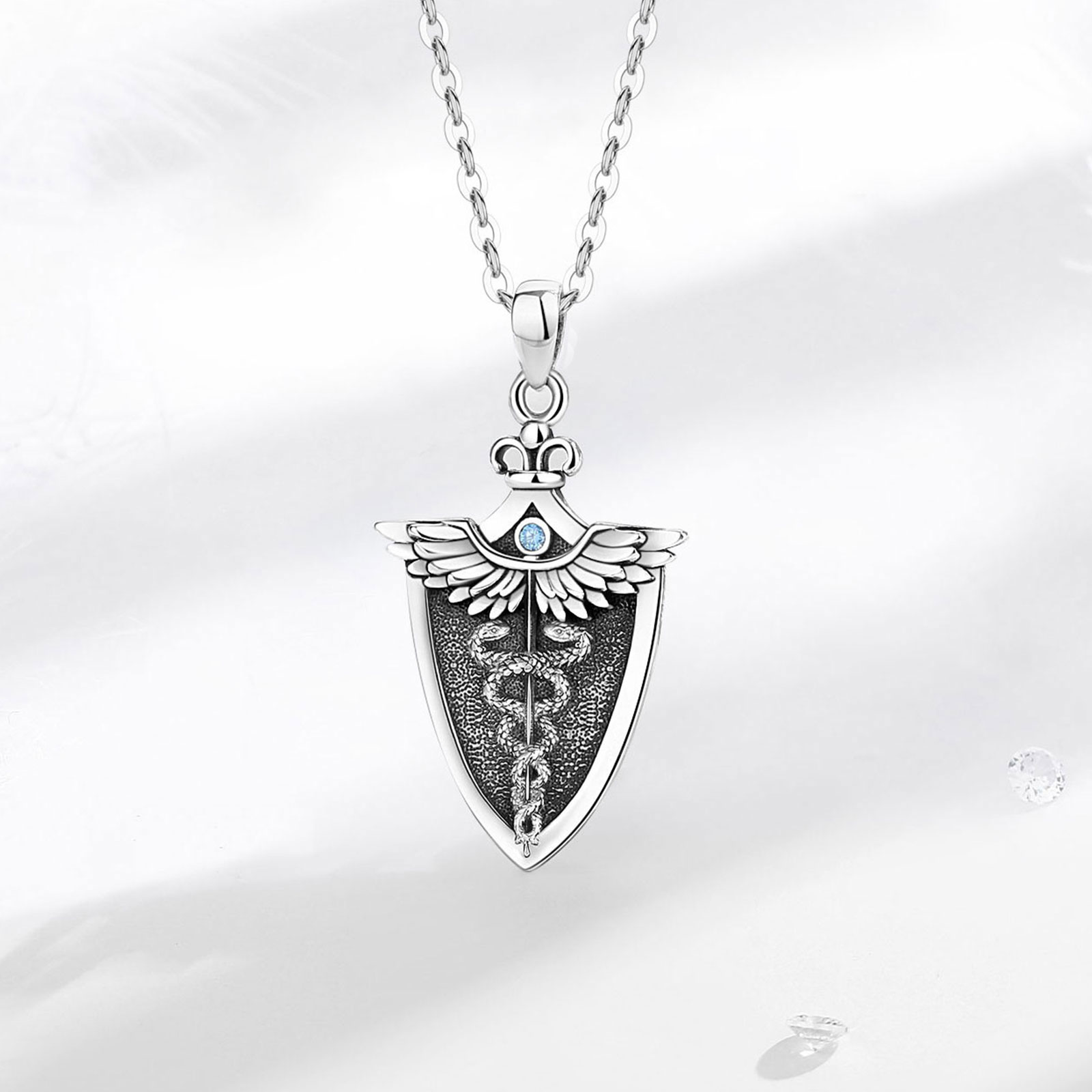 Eudora Double Snake Wing Colar - 925 Sterling Silver Chain Necklace Men avaliação e preço