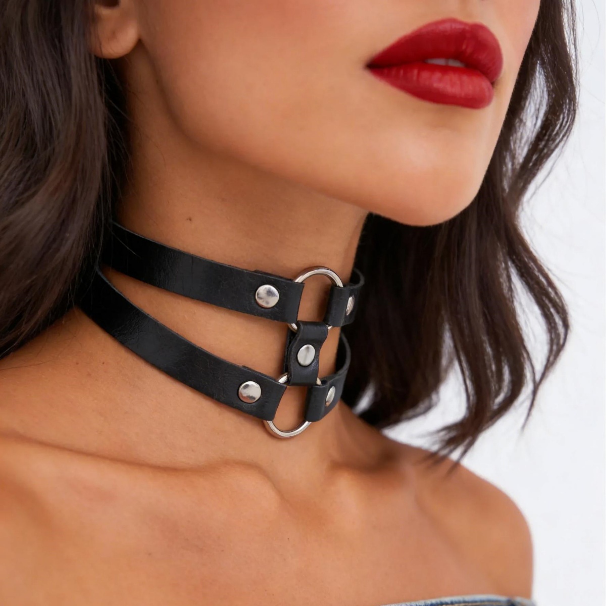 Colar Choker de Couro PU com S - Goth Punk Spike Choker avaliação e preço