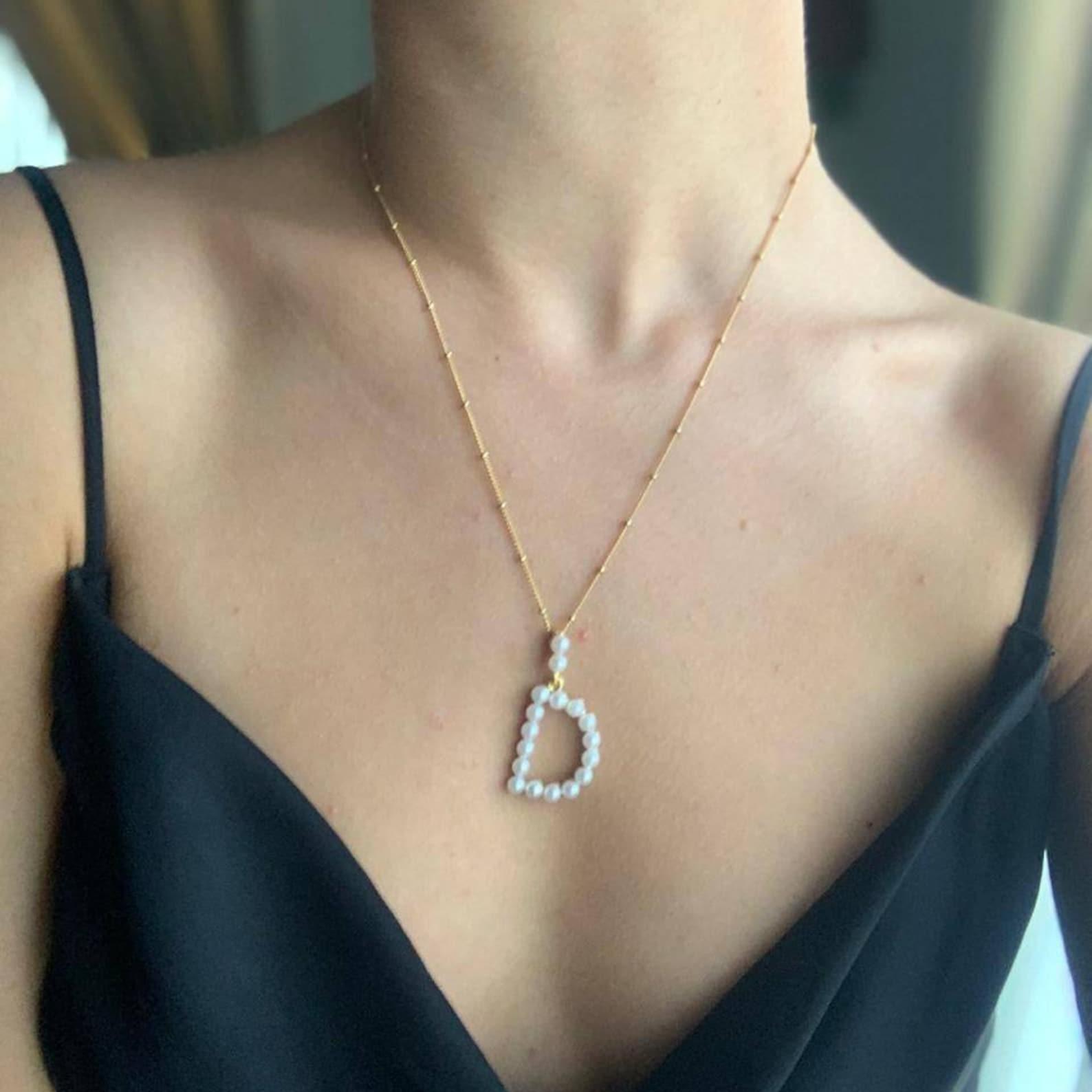 Pérola Camada Inicial Pingente - Custom Name Necklace Stainless Steel avaliação e preço
