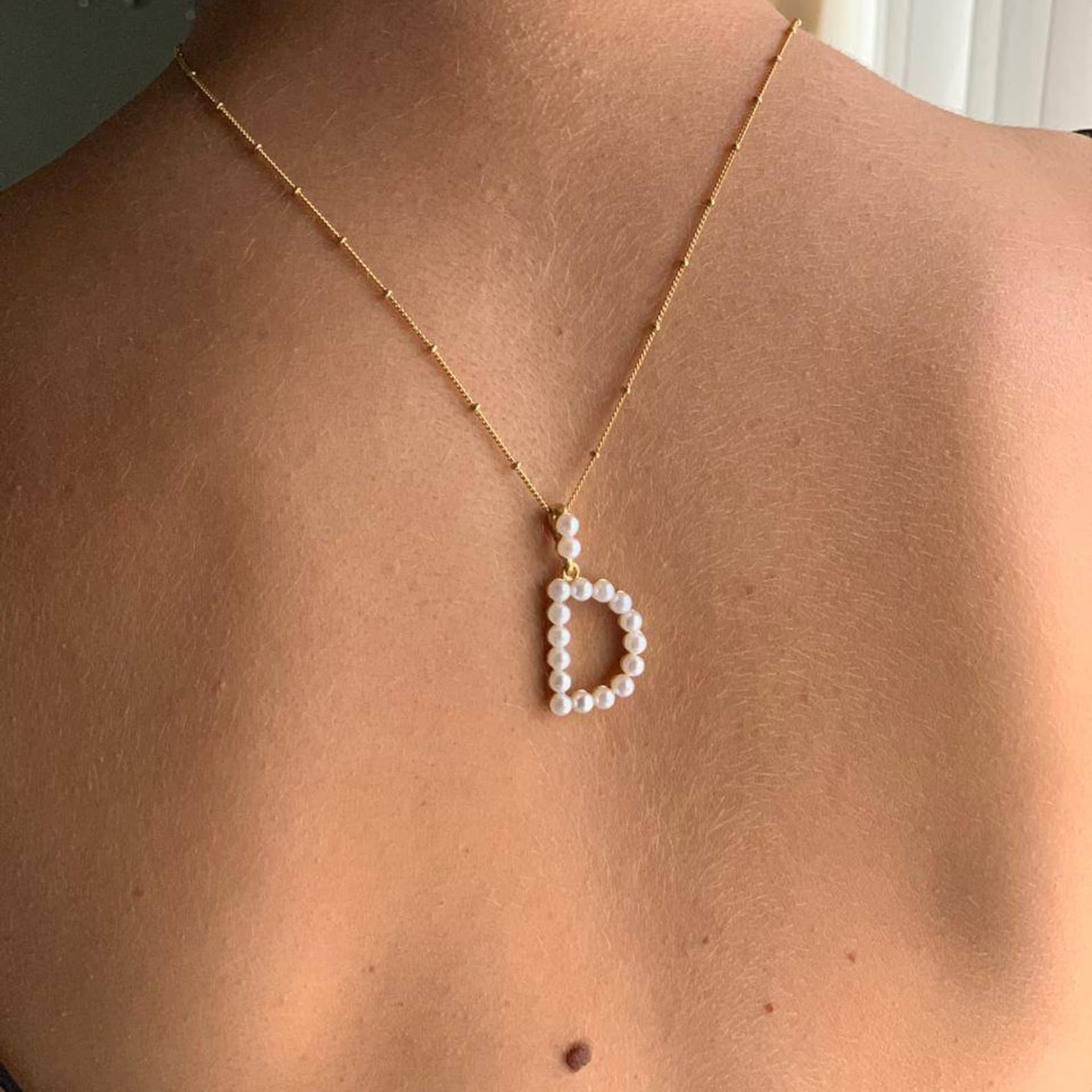 Pérola Camada Inicial Pingente - Custom Name Necklace Stainless Steel avaliação e preço