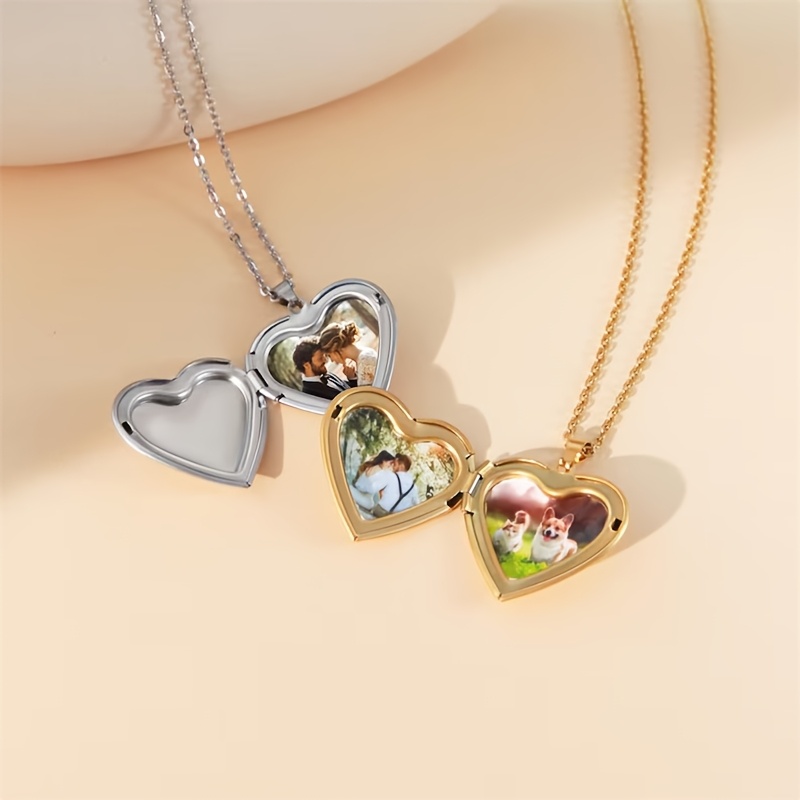Personalizado 1/2 imagem coraç - Heart Locket Necklace Photo avaliação e preço