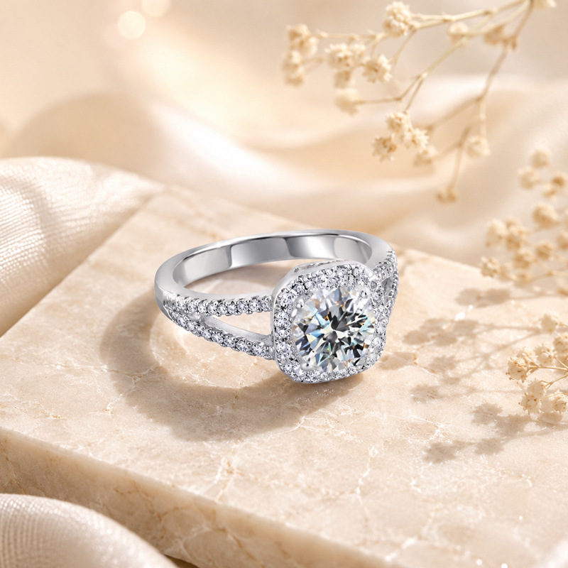 Anel de diamante moissanite de - Moissanite Engagement Ring 1 Carat avaliação e preço