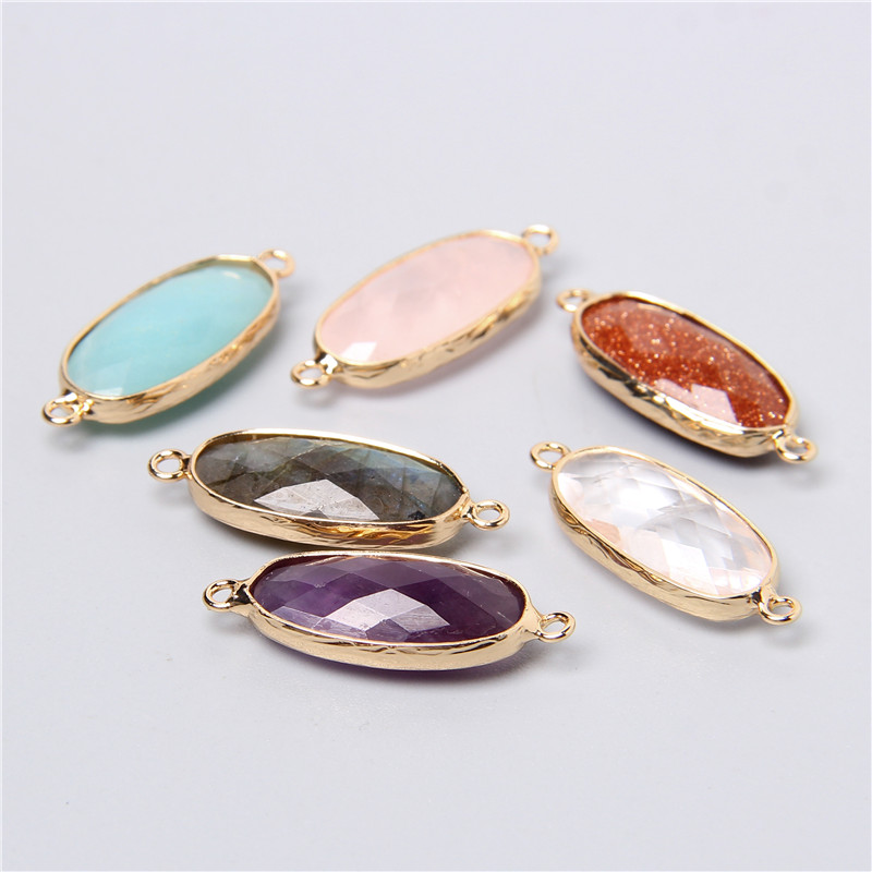 2 pçs 10x26mm natural duplo la - Crystal Pendant Necklace Natural Stone avaliação e preço
