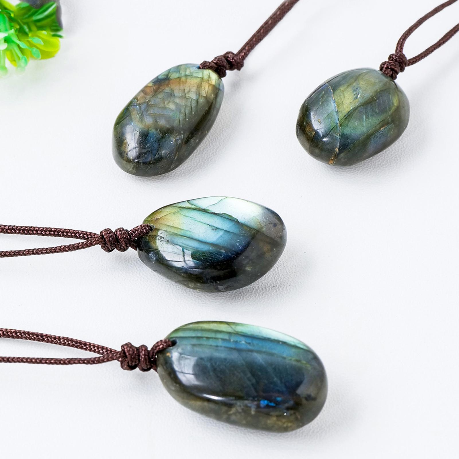 Natural labradorite pingente c - Crystal Pendant Necklace Natural Stone avaliação e preço