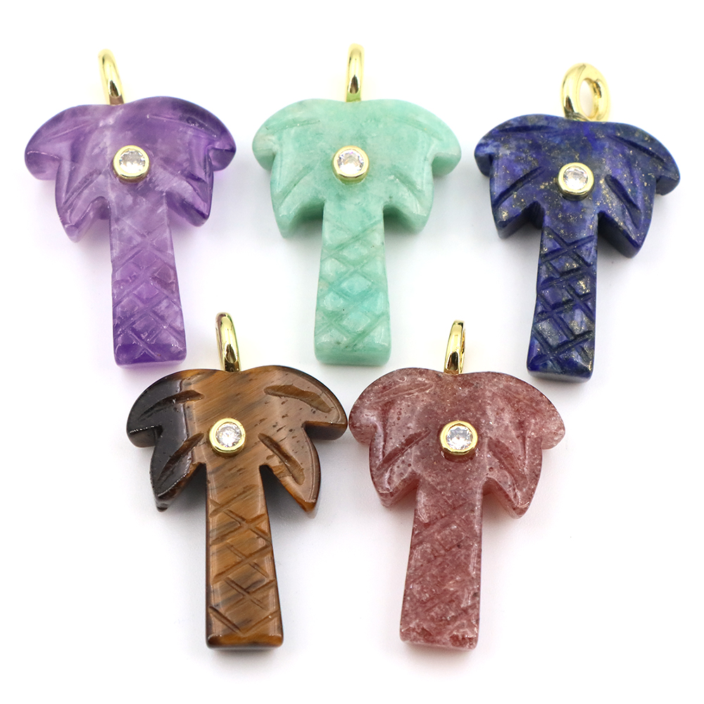 Pingente de Árvore de Coco em  - Crystal Pendant Necklace Natural Stone avaliação e preço