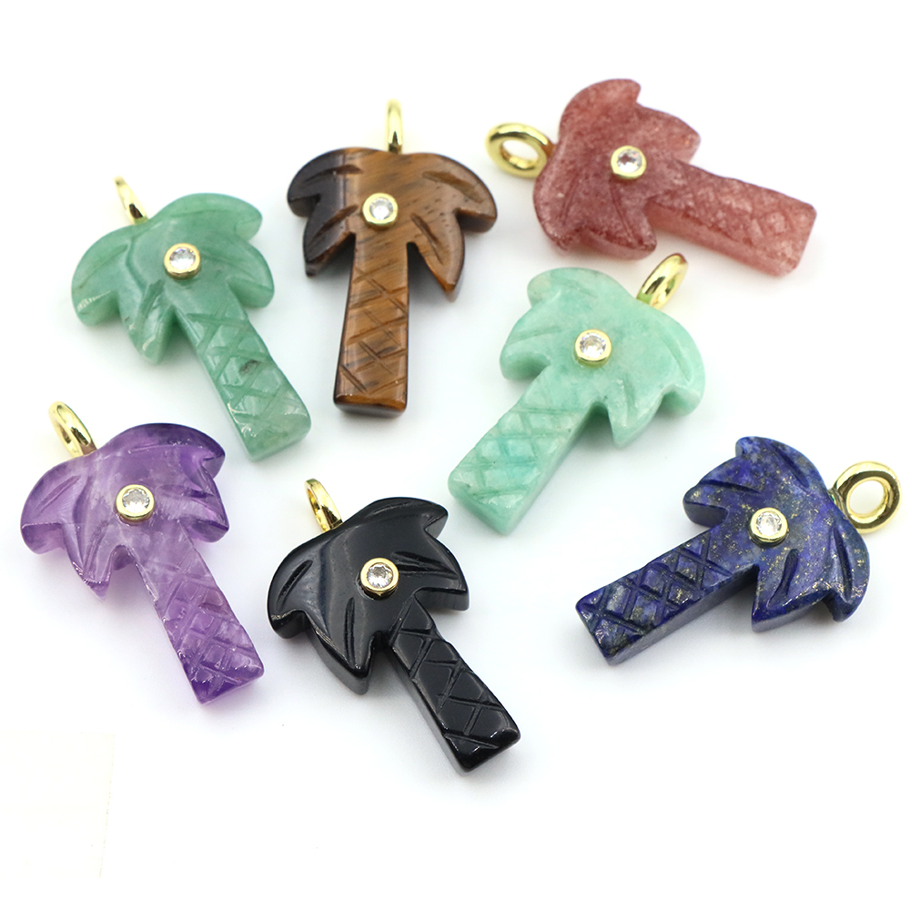 Pingente de Árvore de Coco em  - Crystal Pendant Necklace Natural Stone avaliação e preço