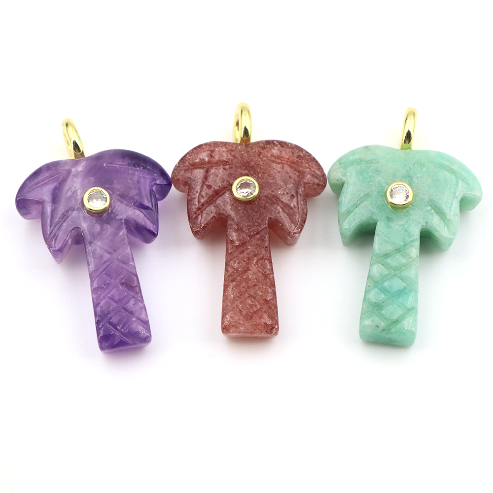 Pingente de Árvore de Coco em  - Crystal Pendant Necklace Natural Stone avaliação e preço