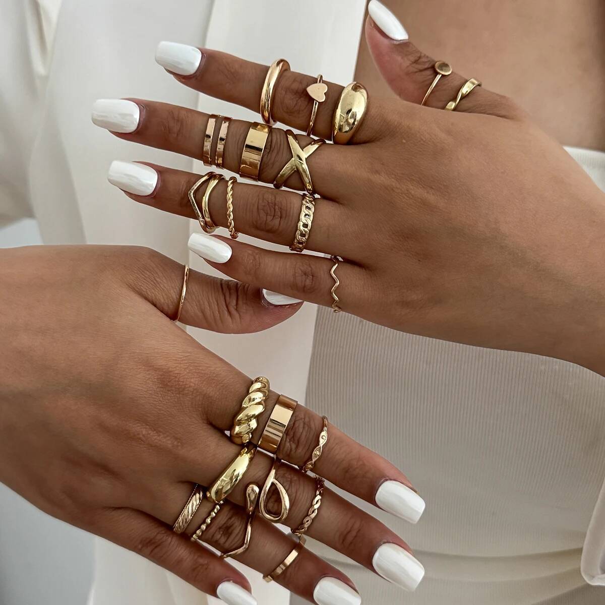 Shixin 24 pçs/set na moda geom - Vintage Punk Knuckle Rings Set avaliação e preço